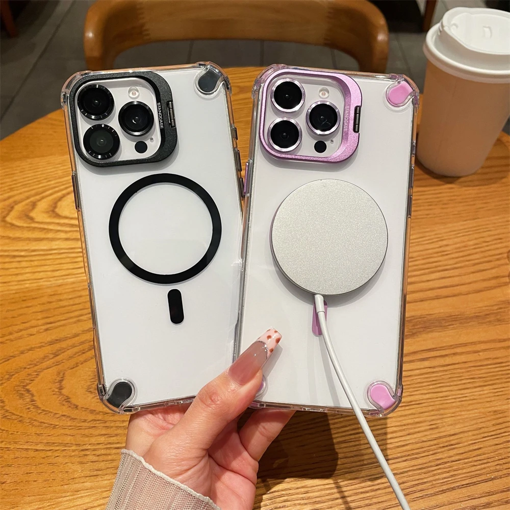 รูปสินค้า เคสแม่เหล็กสุดหรู Magsafe สำหรับ iPhone 17/16/15/14/13/12 Pro Max Plus 17Air พร้อมเลนส์ป้องกัน