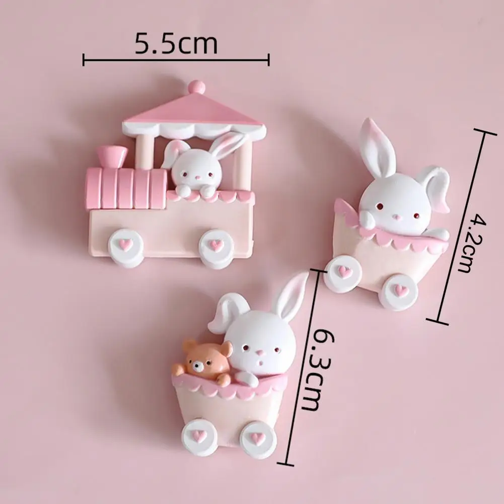 Easter Bunny Ornament Easter Bunny Train Figurines Pink Rabbit Ornament Spring Holiday Decoration Cartoon Bunny Figurine