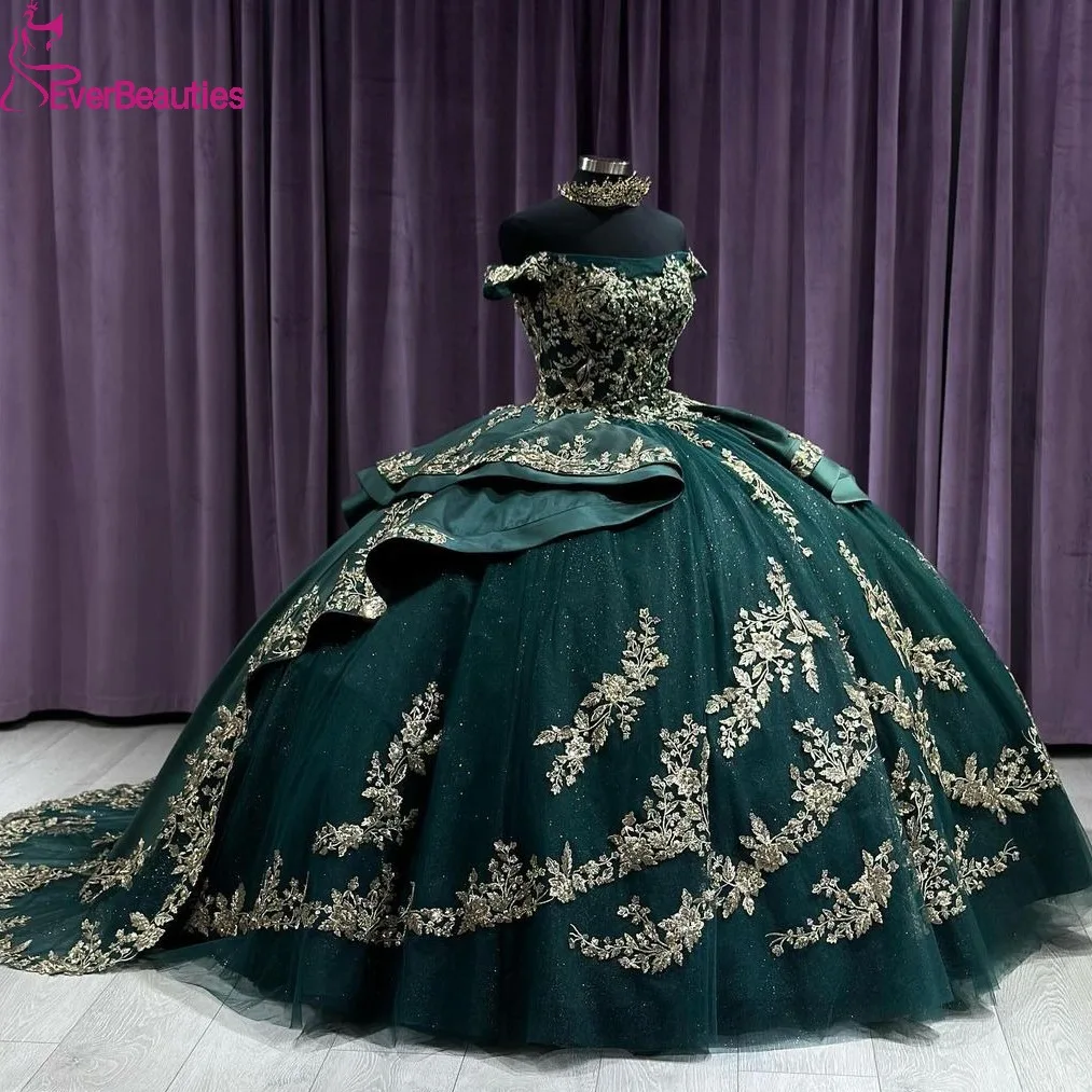 

Off Shoulder Quinceanera Dresses Ball Gown Sweet 15 16 Dress for Girls Tulle Appliques Vestidos De 15 Quinceañera