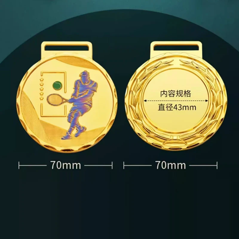Customized Metal Tennis Medal, Gold, silver, copper, Children's Reward Sports Meeting Match, Hanging Around the Neck Decor, 1Pc