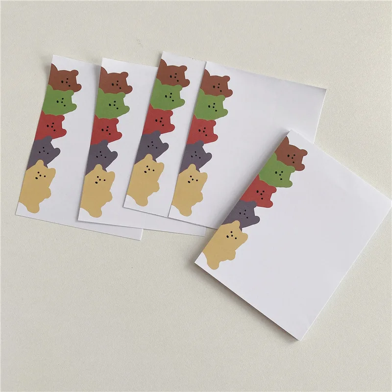 Cartoon Chubby Bear Cute Note Book Decorative Memo Paper Non-stick Note Book 3pcs