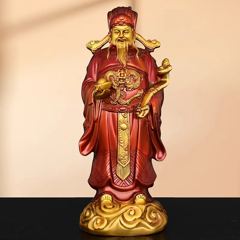 Solid Brass Wen Caishen Statue, God of Wealth Li Guizu Figurine, Chinese Money Deity for Home Decor