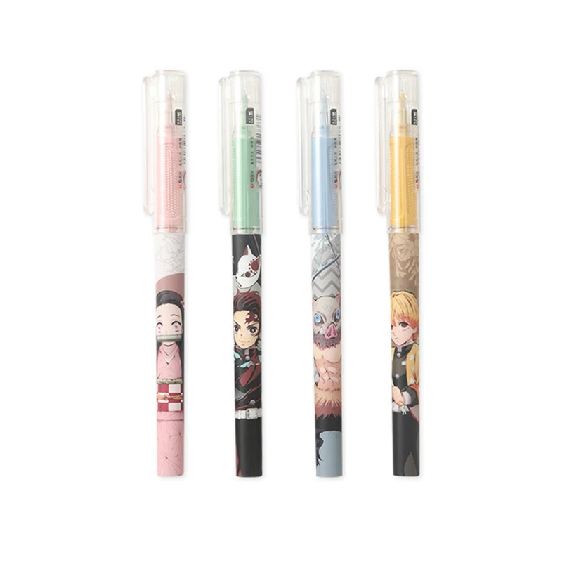 4/8PCS Gel Pen 0.5mm Black Ink Demon Slayer Anime Pen Sign Pen School Student Supplies Signature Pen Office Supplies Stationery 2023 new luxury wood fountain pen black ebony sign pens stationery office supplies ink pens gift