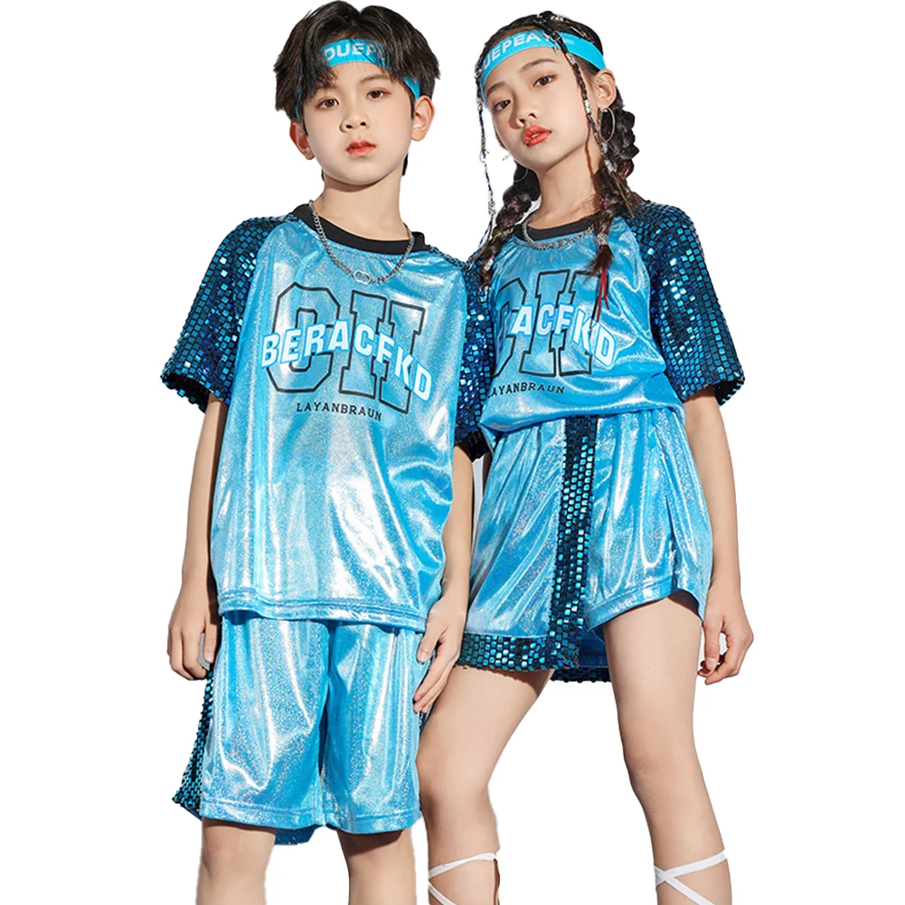 Lolanta Jazz Paillettes Costume Da Ballo Per Bambini Hip Hop Street Clothes Stage Performance Cheerlead Uniform 4-16 Anni