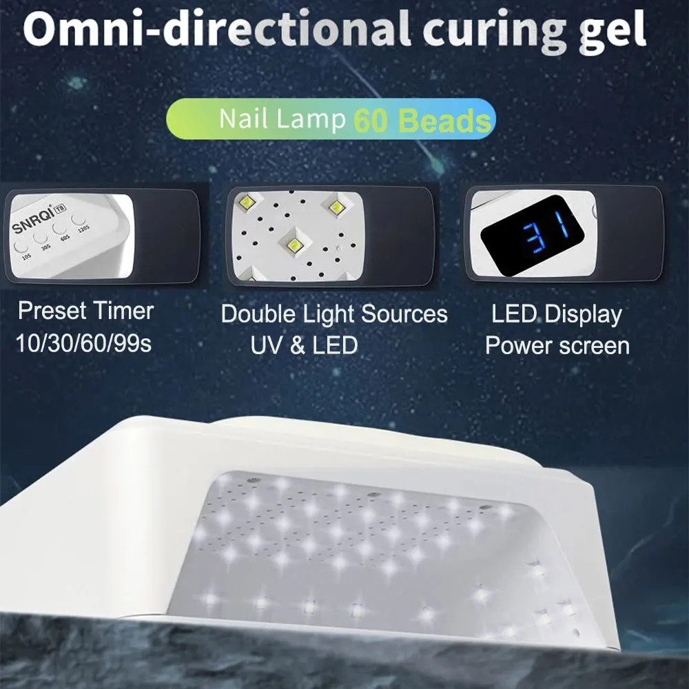 Nail Lamp With Hand Pillow 72W Nail Dryers Gel Lamp for Curing All Gel Nail Polish 60Pcs Beads UV LED Nail Lamp for Nail UV Art 3