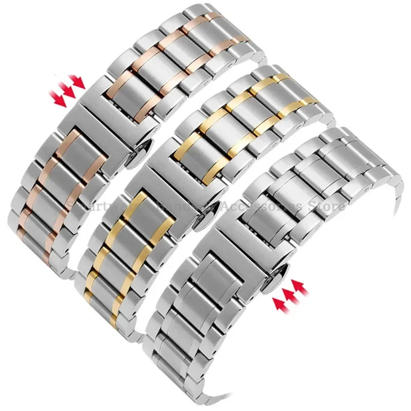 Elegant Curved End Stainless Steel Watch Bracelet - Multi-Size Replacement Strap