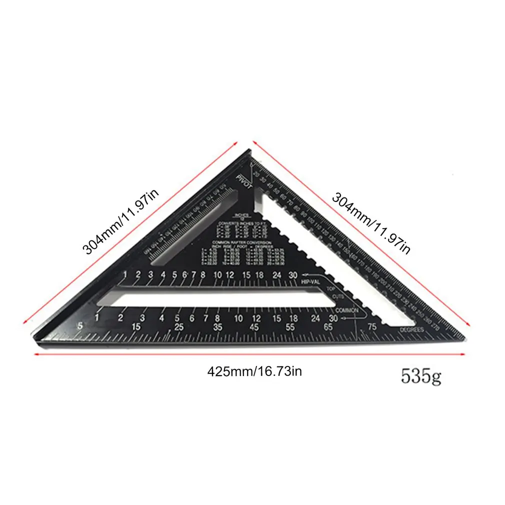 Angle Ruler Metric Aluminum Alloy Triangular Measuring Ruler Woodwork Speed Square Triangle Angle Protractor