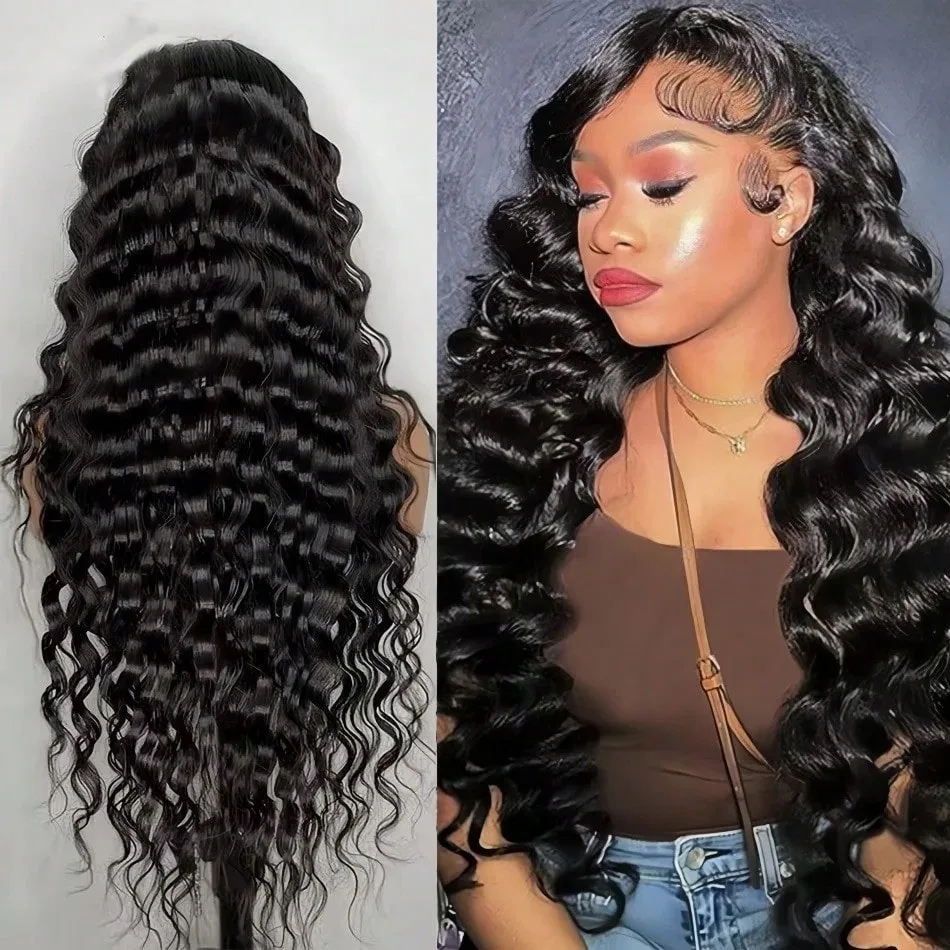 40 Inch 250% Density 13x4 HD Loose Deep Wave Lace Front Wigs Human Hair Pre Plucked Wet And Wavy Lace Front Wig Human Hair 4