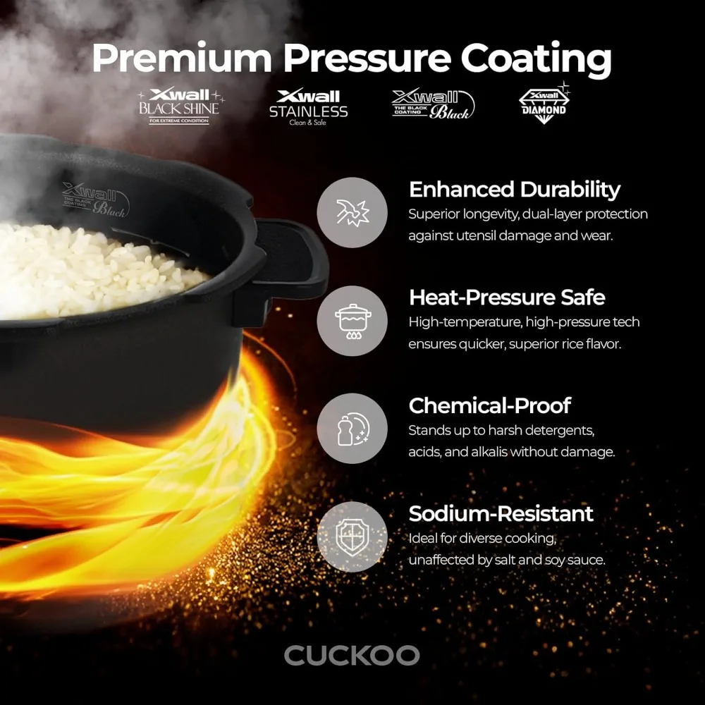 High 6 Cup Electric Heating Pressure Rice Cooker & Warmer &ndash; 12 Built-in Programs Including Glutinous (White), Mixed, Brown
