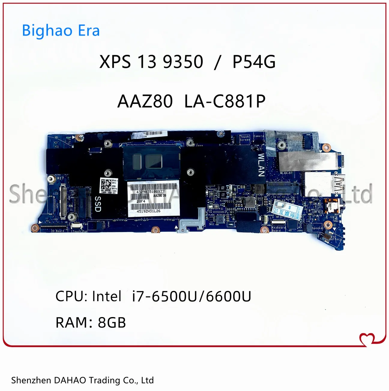 para Dell Xps 13 9350 P54g Portátil Placa-mãe Aaz80 La-c881p com Inter i3 i5 i7 6th Gen Cpu 4gb 8gb Ram - Imagem 3