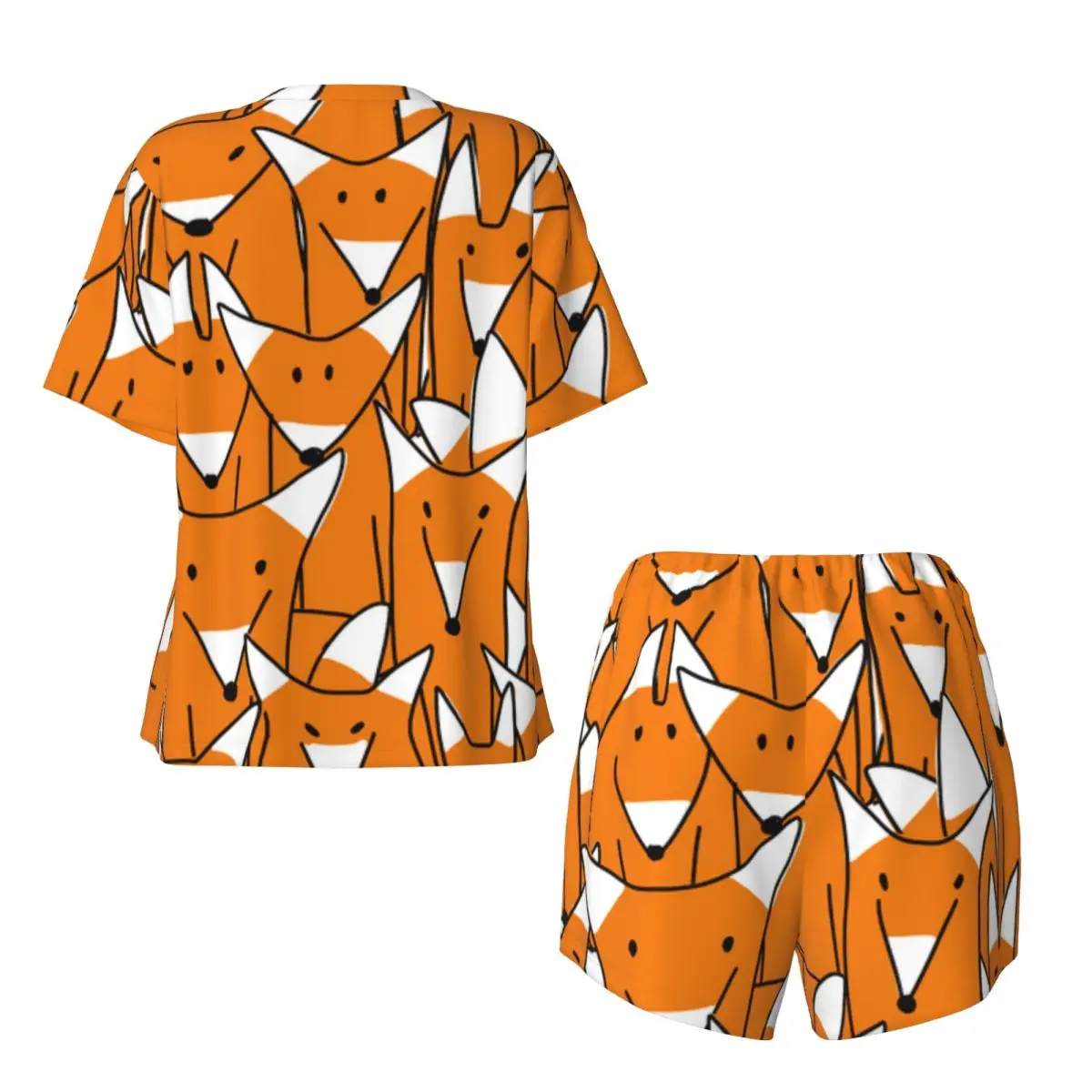 Women Pajamas Set Foxes Homewear Two-Piece Short-Sleeved Short