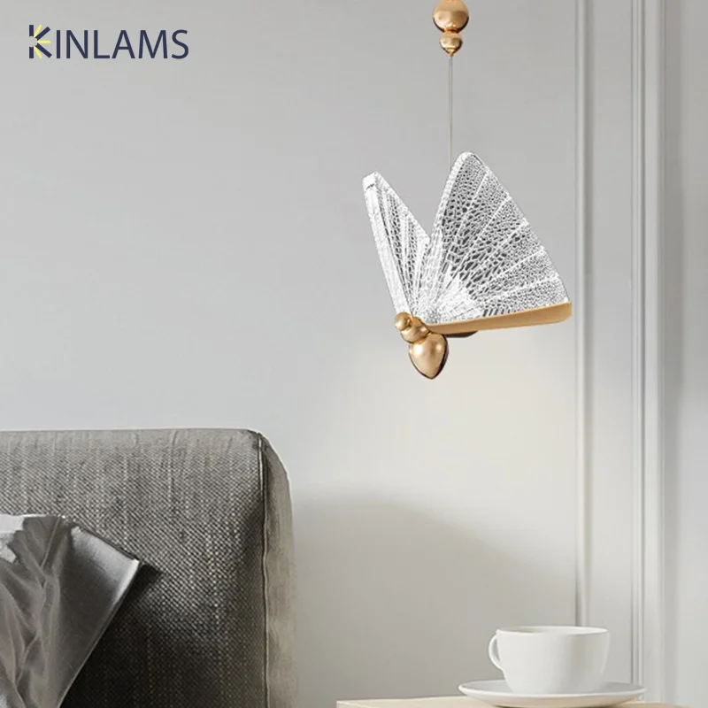 

Nordic Butterfly Home Decoration Ceiling Pendant Lamps Living Room Bedroom Bedside LED Small Chandelier Lighting Luxury Lustre