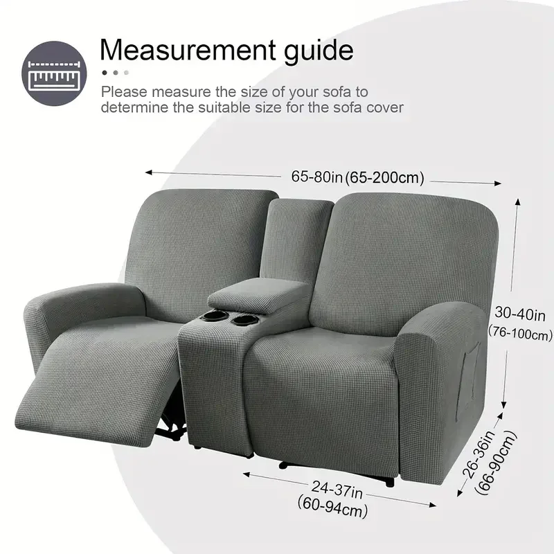 Recliner Sofa Covers with Console Cover All-inclusive Elastic 2 Seater Armchair Case Removable Loveseat Recliner Couch Slipcover 2