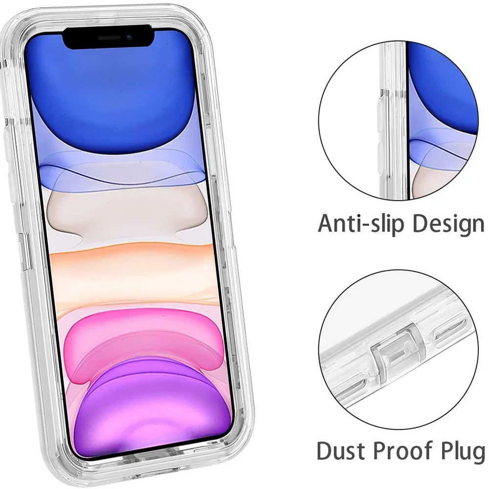 Triple-Layer Heavy Duty Transparent Shockproof Armor Case