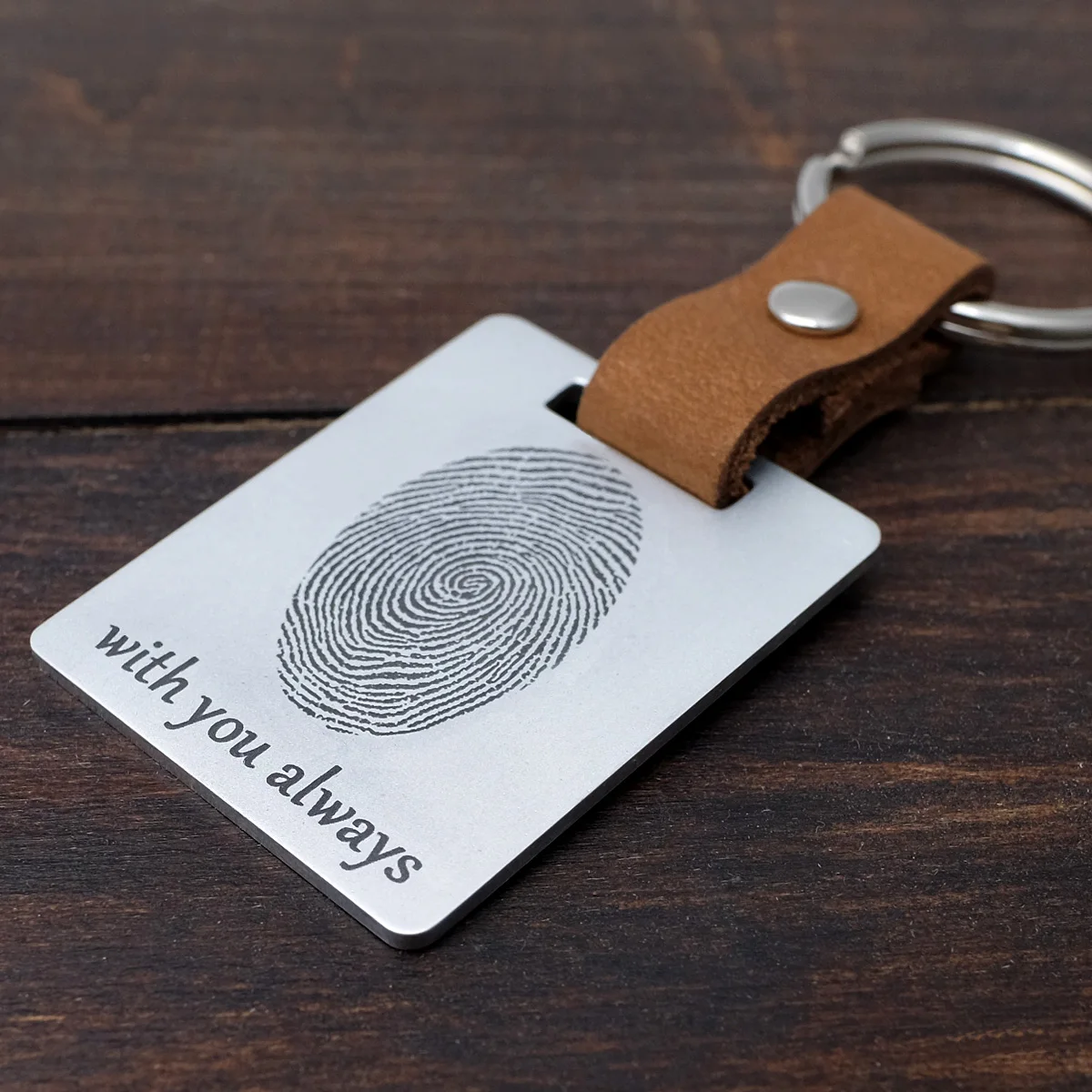Fingerprint Leather Keychain Personalised Personalized Fingerprint