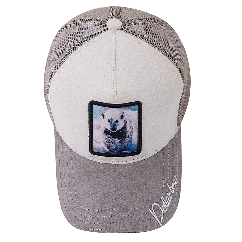 New Summer Animal Trucker Hat Polar Bear Pattern Patch Design Suede Baseball Cap Outdoor Sports Streetwear Cap For Men Women ﻿