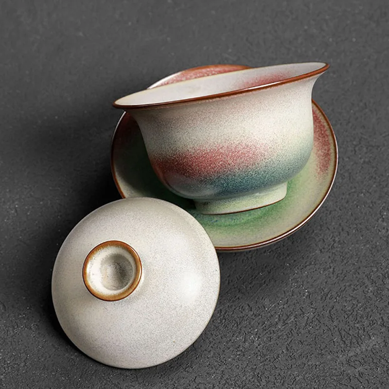 Kiln Change Gaiwan For Tea Porcelain Chinese Jingdezhen Tureen Teaware Set Tea Bowl Kung Fu Chawan Cups Lily Deng