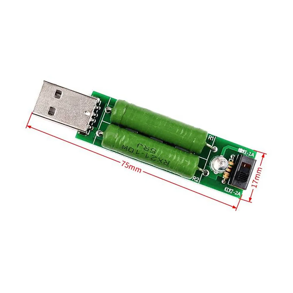 

Mini USB Discharge Load Interface Resistor Load Tester 2A/1A with Switch Current Detector Aging Resistor Module 1A/2A Testing