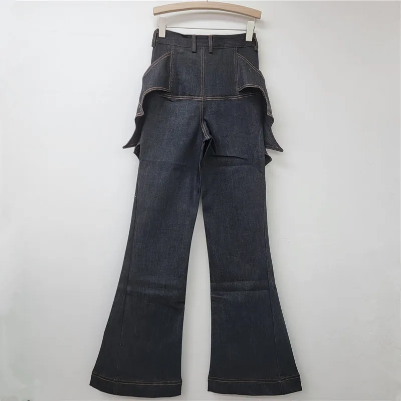 YEAE Ms. 2025 Spring New Irregular Structure Niche Design Bat Wings Pull Jeans 2
