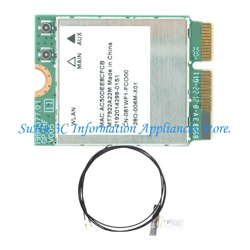 MT7922 WiFi 6E 어댑터 M.2 트리플 밴드 6GHz/5GHz/2.4GHz 호환 5.2