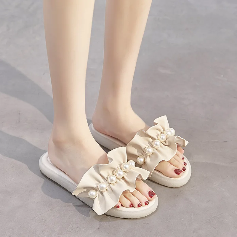 

2022 Leather slippers for women in the summer of wear tendon soft beach shoes HY-704