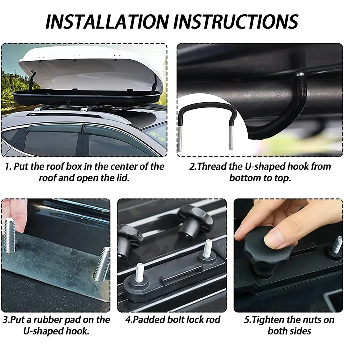 Universal Heavy Duty Roof Box Mounting Kit - Durable U-Bolt Clamp and Bracket System