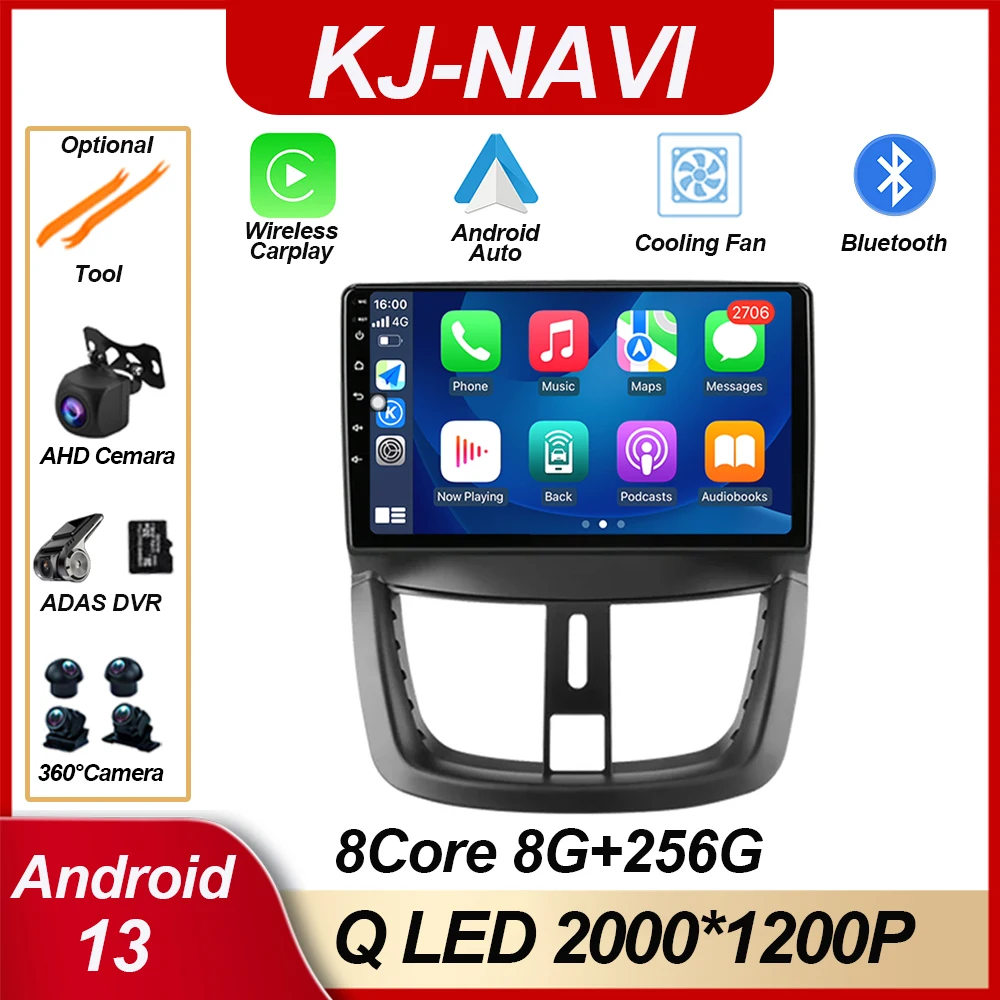 

Android 13 For Peugeot 207 207CC 2006 - 2015 9" 4G Carplay Vehicle Camera Car Multimedia Player Parking Sensor GPS Bluetooth