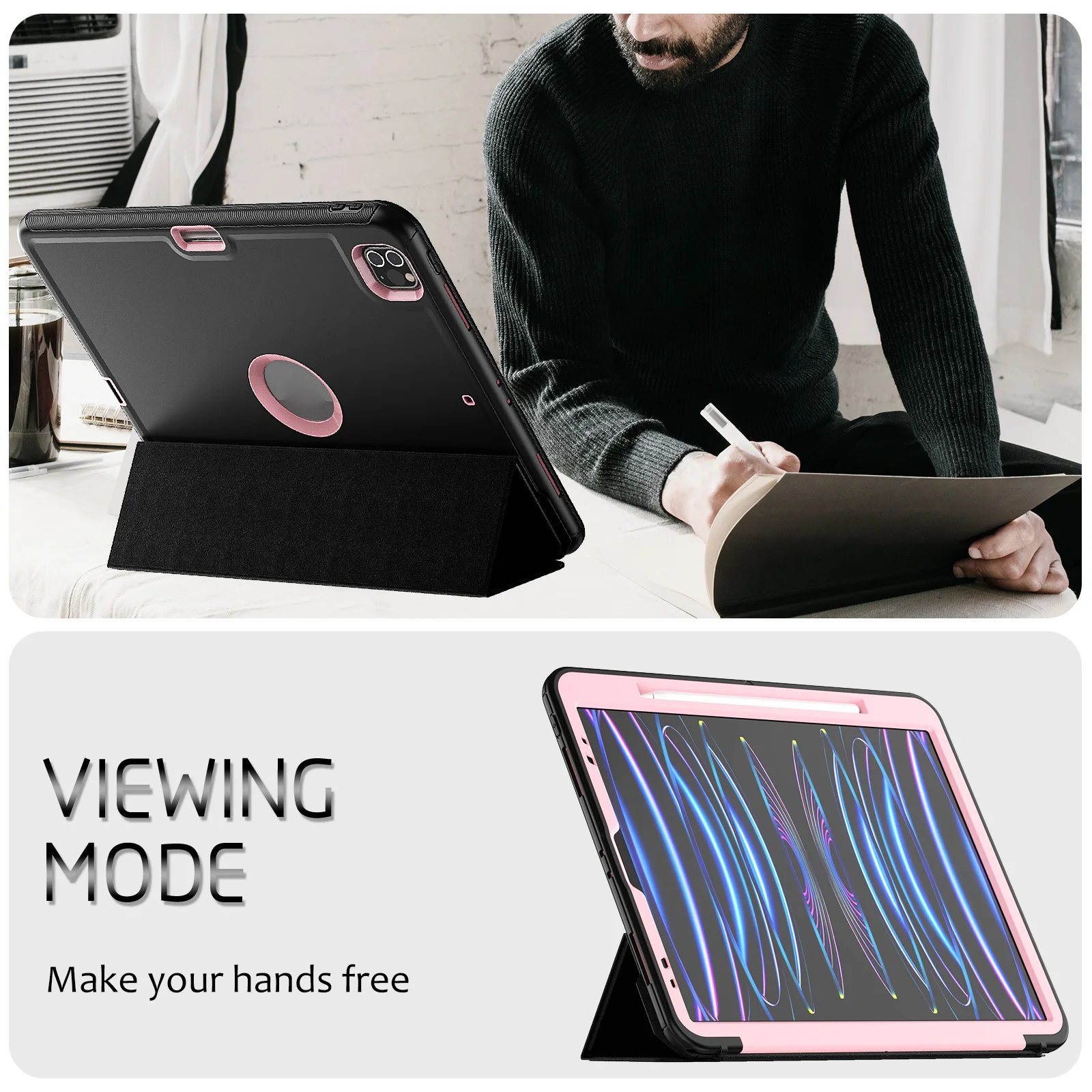 Smart Case para Ipad Pro 11 m1 m2 Folio Stand Capa Ipad 11 Polegadas Pro 4th Gen 2023 2023 Durável Heavy Duty Shell à Prova de Choque - Imagem 2