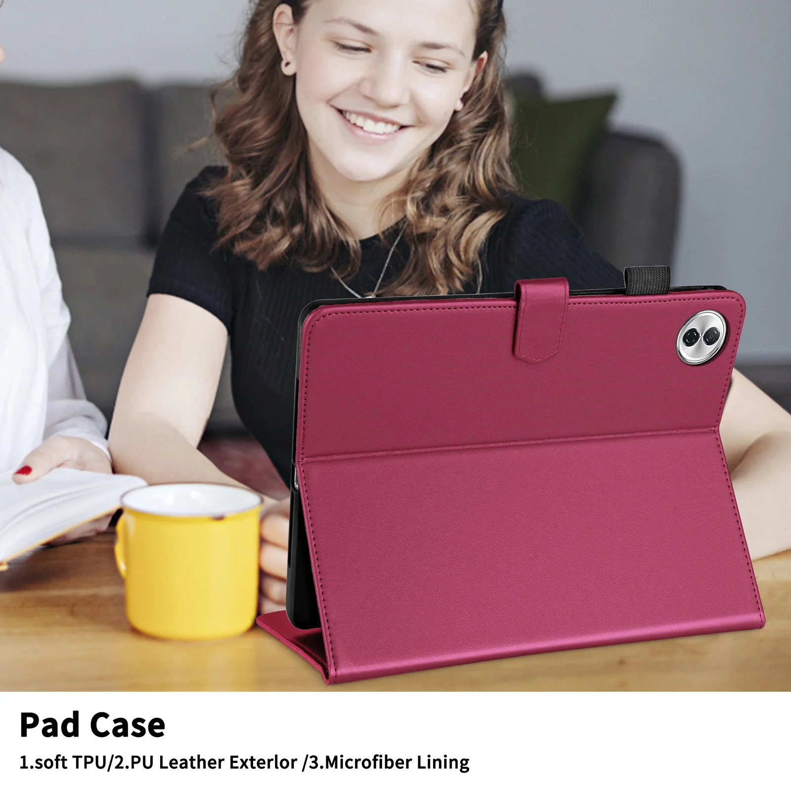 Premium Leather Wallet Stand Case for Tablets - Elegant Book Cover with Adjustable Stand