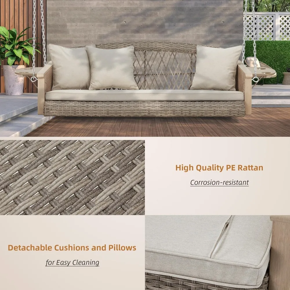 3-Person Wicker Porch Swing 3
