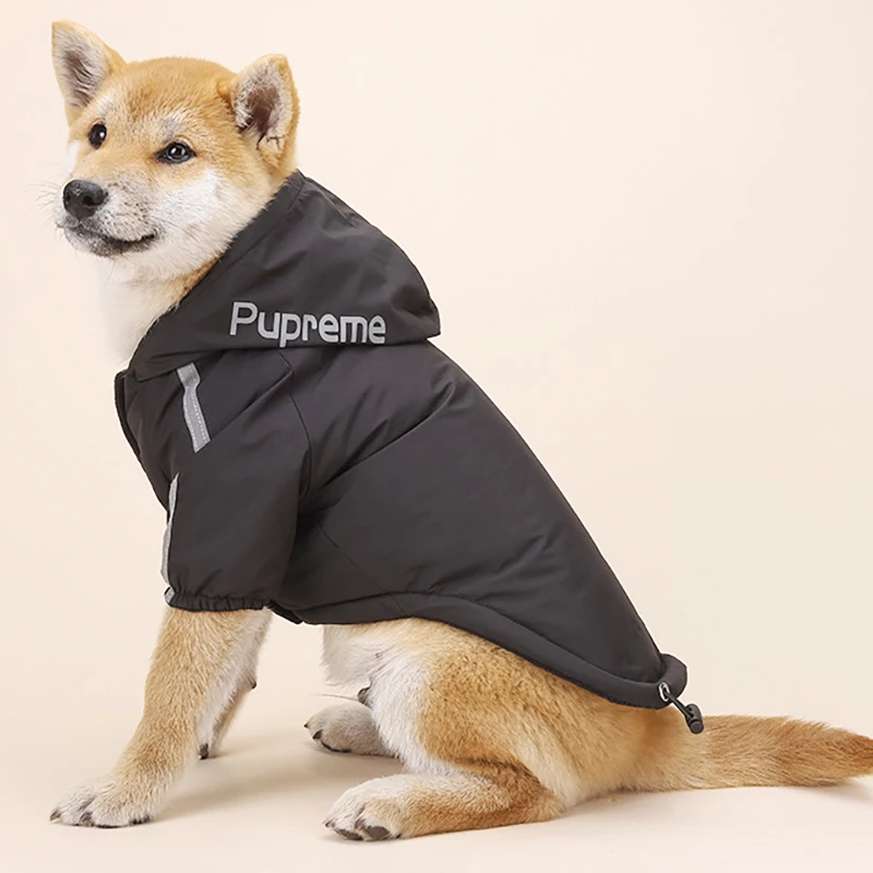 Waterproof Cotton Dog Hoodie with Reflective Detailing - Warm Autumn/Winter Pet Jacket