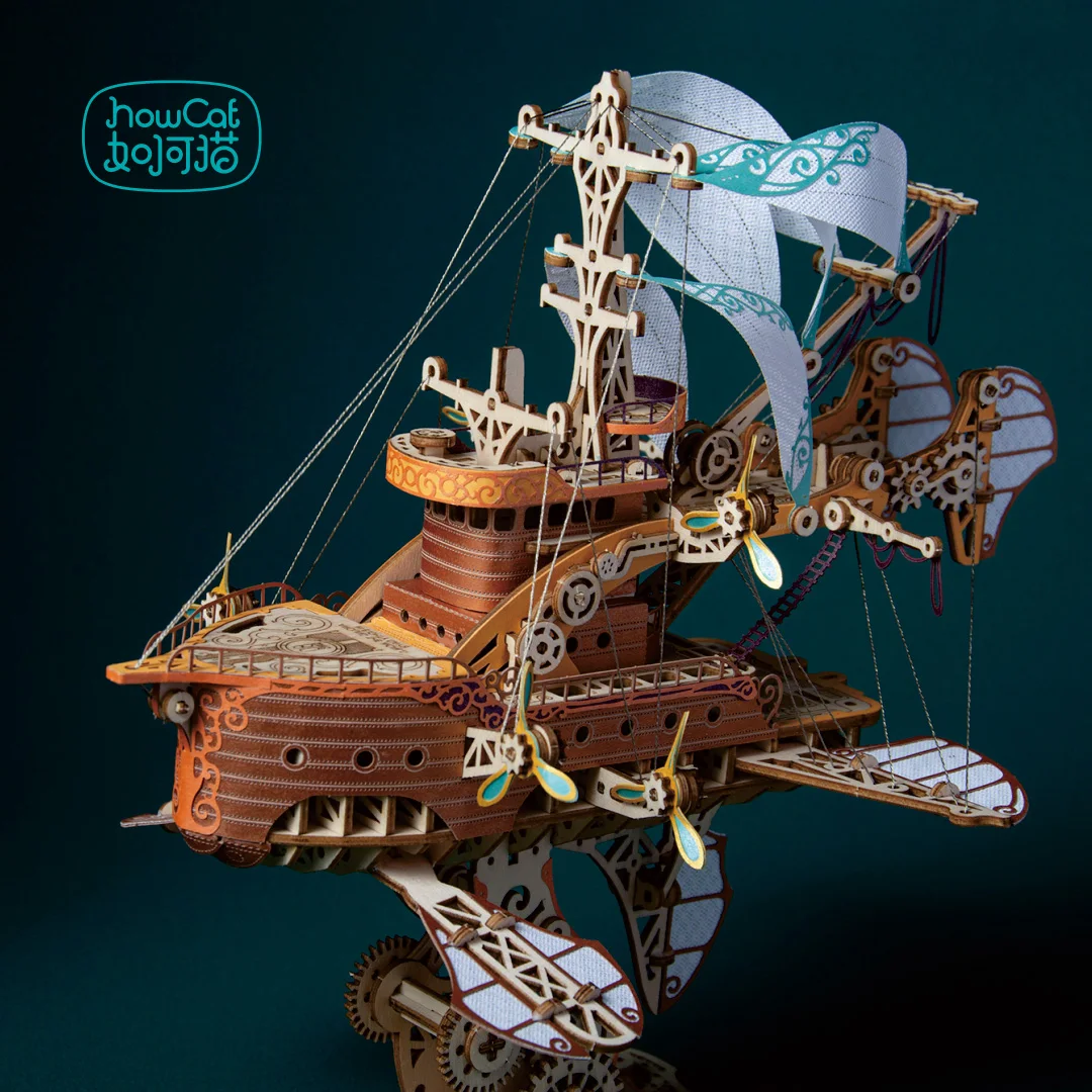 DIY 3D Wooden Puzzle Fantastic Spaceship Popular Assembly Model Kits Toys For Children Kids Girls Birthday Gift 2