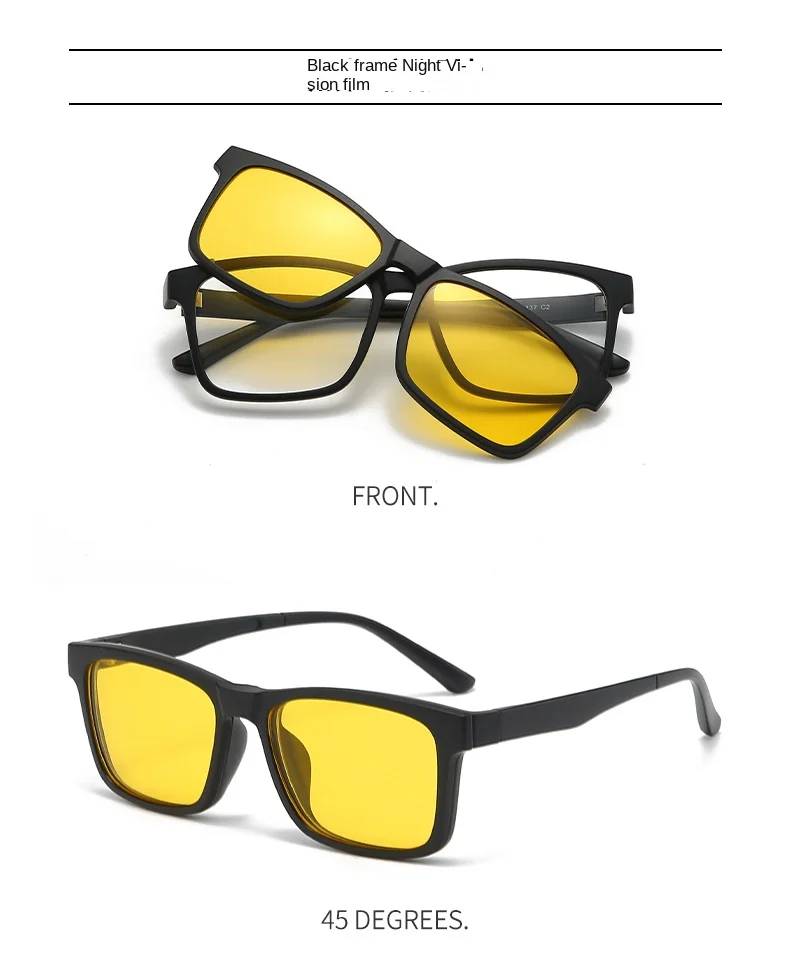 VCKA 6-in-1 Polarisierte Myopie-Sonnenbrille für Männer und Frauen, Magnetischer Clip-On, TR90 Optisches Brillengestell mit Sehstärke -0,5 bis -10 – Detail 12
