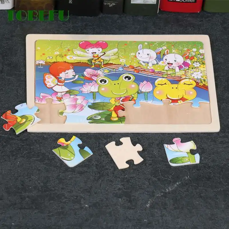 Baby Early Childhood Educational Toys 24 Pieces Wooden Jigsaw Puzzle for Children Cartoon Animal Puzzles Kids Interactive Toy jigsaw puzzles wooden jigsaw puzzles wooden puzzle toys educational puzzles