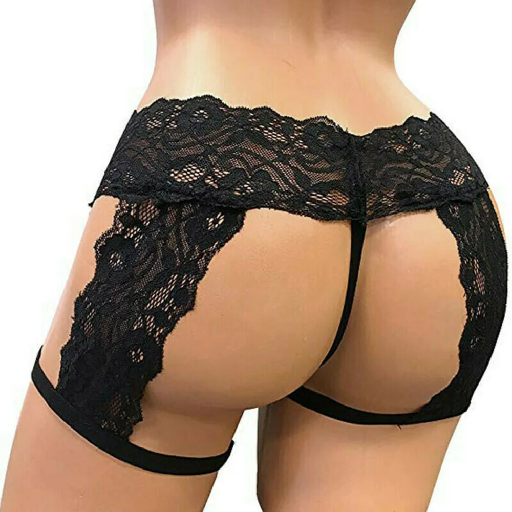 

Men's Sexy Gay Sissy Lace Boxer Underwear Homme Open Butt Thongs Enhance Pouch Hollow Out Bikini Briefs Underpants Panties