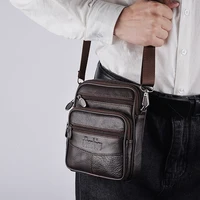Sac à bandoulière en cuir véritable pour hommes, pochette zippée de haute qualité, sacoche d'affaires rétro pour hommes 3