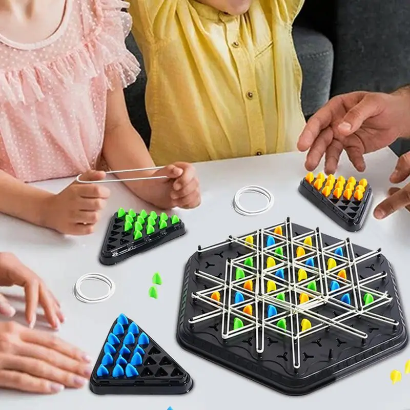 Chain chess rubber band triangle chess geometric chain chess game children's interactive brain teaser strategy game 4
