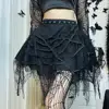 Women Skirt Halloween Spider-Web Decor Tassel Mini Skirt Elastic Waist Big Hem Gothic Metal Holes Summer Skirt Party Garment 2