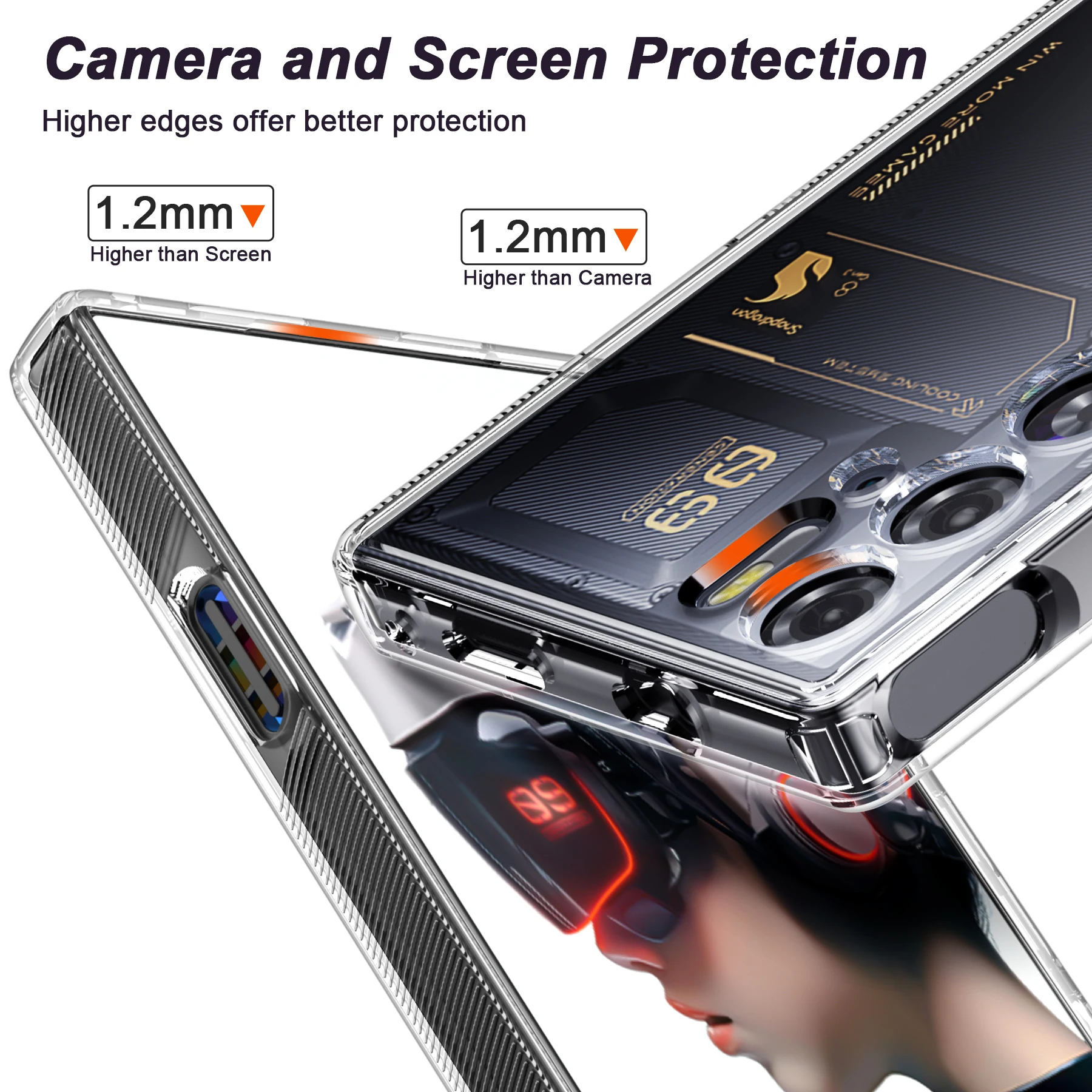 Slim Fit Clear Case for ZTE Nubia Red Magic 9 Pro/Red Magic 9 Pro+, Hard PC Back & Soft TPU Bumper Protective Shockproof Cover