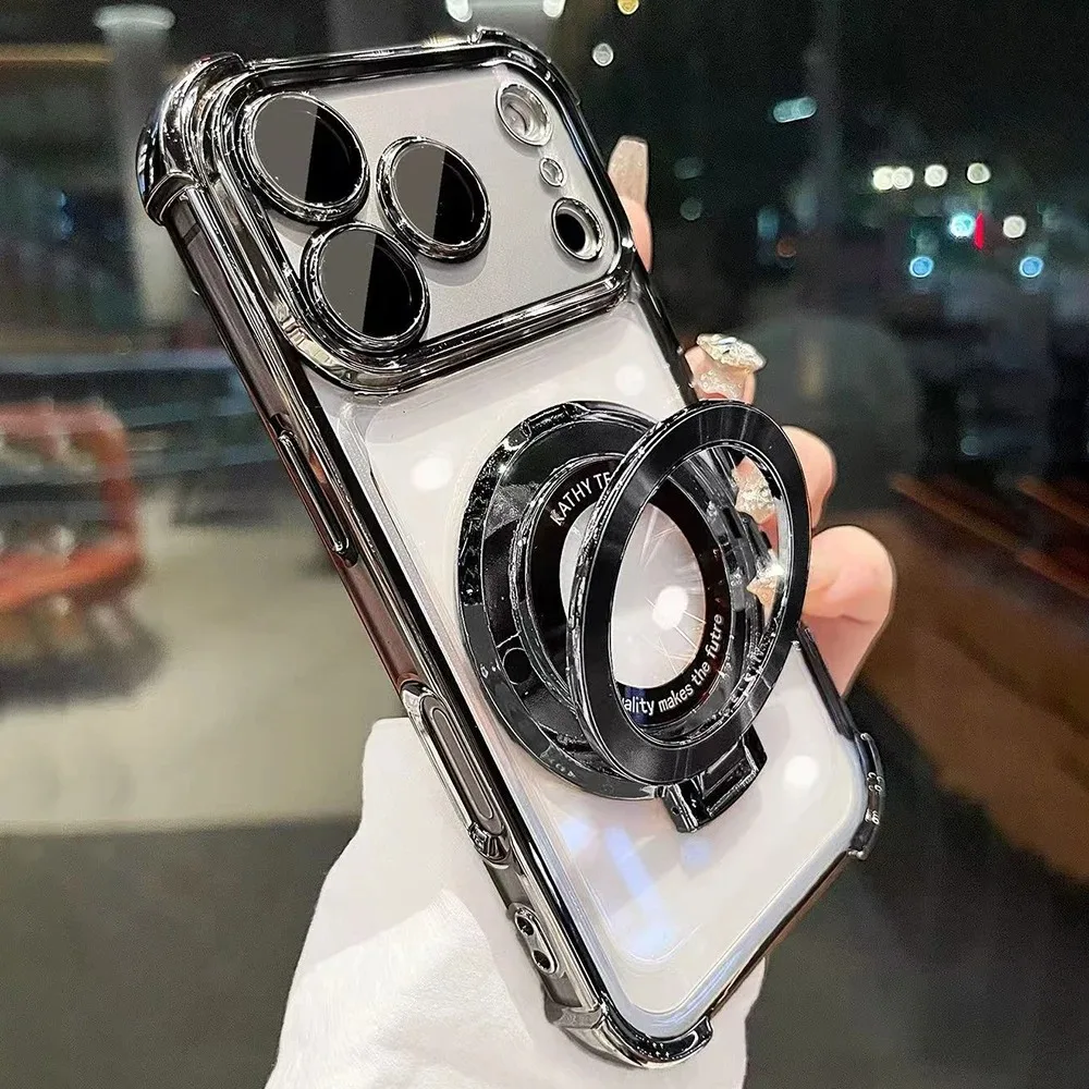 Shockproof Magnetic Bracket Phone Case with Plating Finish