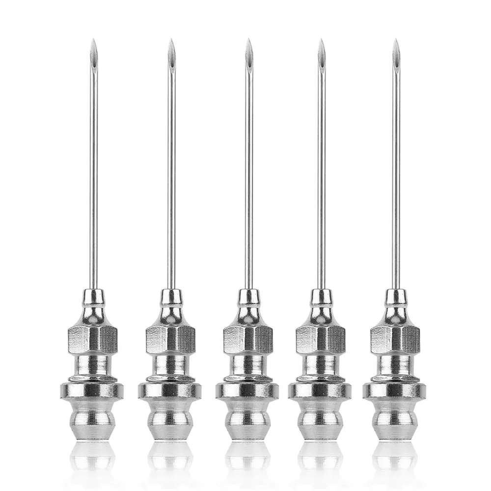 

5pcs Grease Needle Nozzle Kit, Steel Grease Injector Needle Cap Grease Needle Gun Tip Tool for Grease Injection for Narrow Space