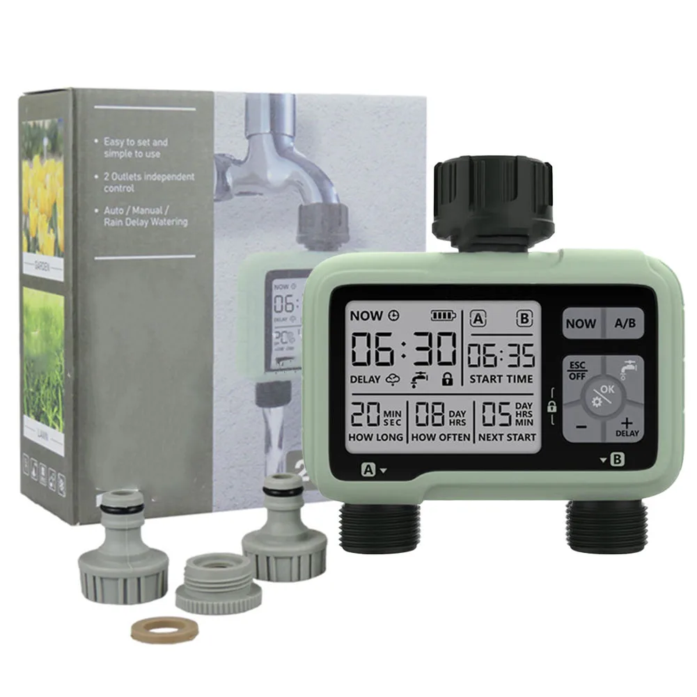 

Outlet Water Timer Automatic Watering Machine With LED Display Home Garden Sprinkler Water Saving Programmable 12x5.5x12.2cm