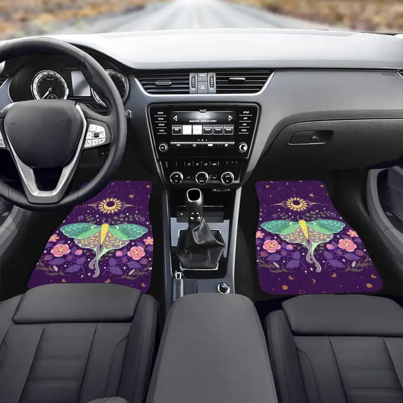 

Cottagecore Car floor mat, Mystic car accessories, Boho car interior decor, Purple Shift Knob Cover, Butterfly Hand Brake, Car d