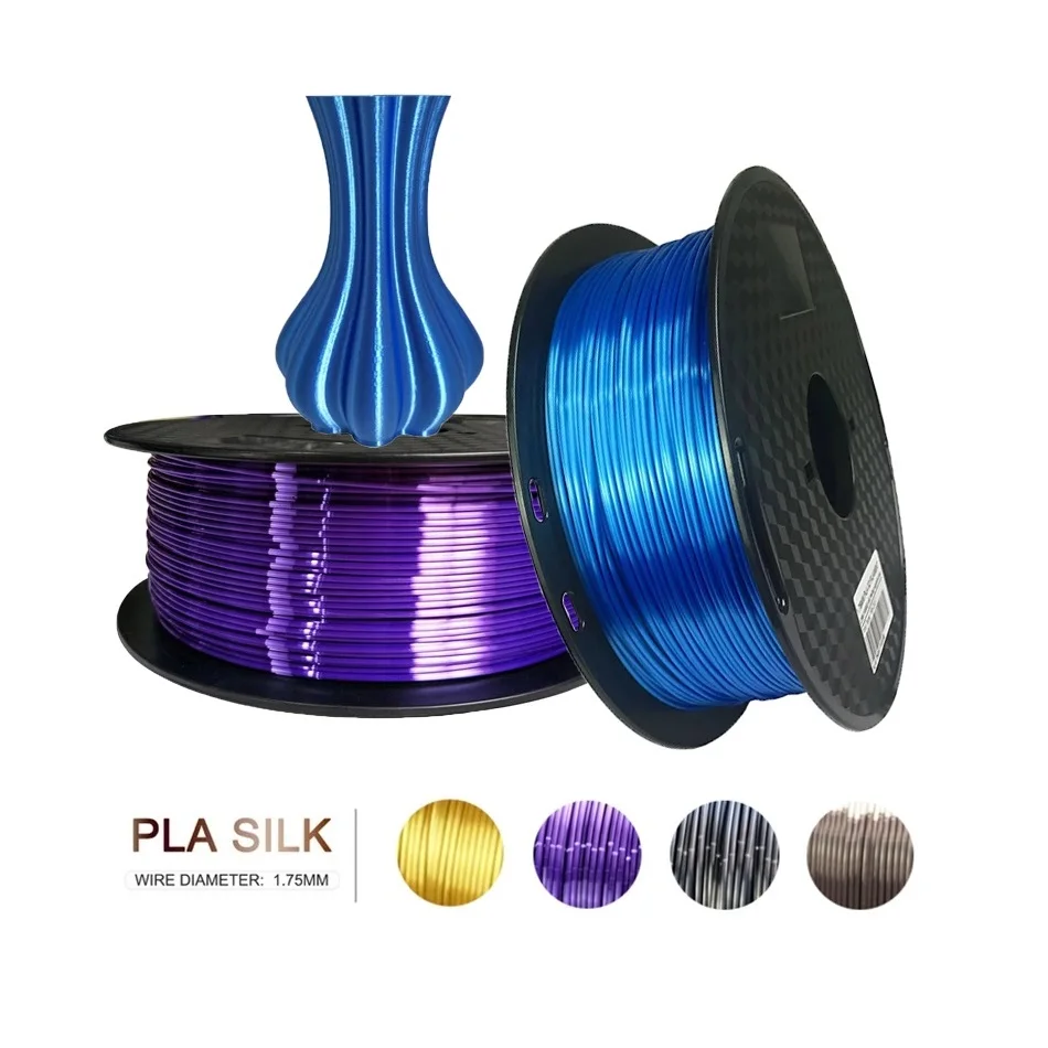 Silk Filament PLA 1kg 500g 250g 3D Printer Filament 1.75mm Silk PLA Shine  3D Printing Material Shiny Gold Black Silver Multipack