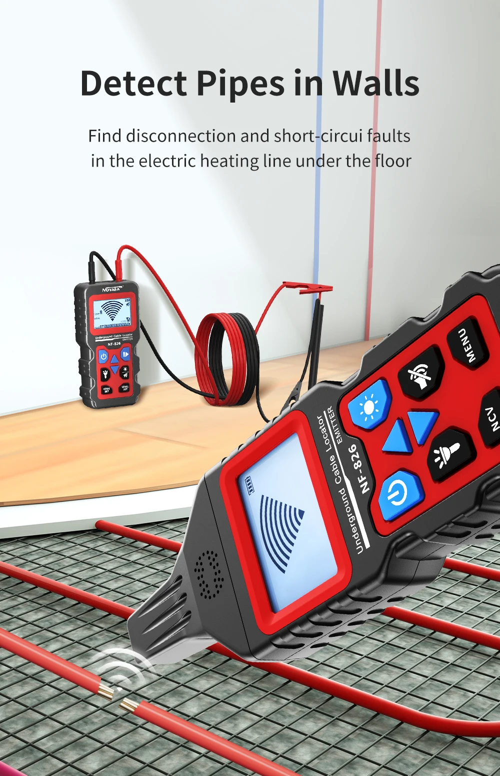 NOYAFA NF-826 Unterirdische Kabel Locator Anti Interferenz Kabel Tester Visuelle Fehler Draht Tracer Hoch- und Niederspannung Kabel Finder – Detail 5