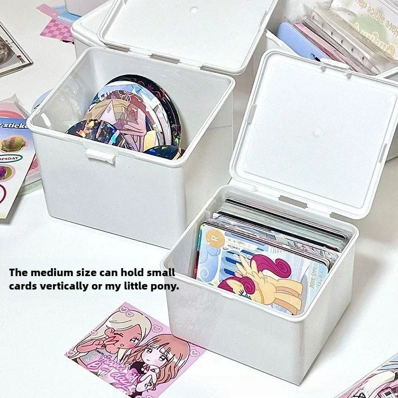 1Pcs Korean Pure White Storage Box Blind Box Card Photocard Storage Box Photo Card Organizer Classification Flip Holder 2