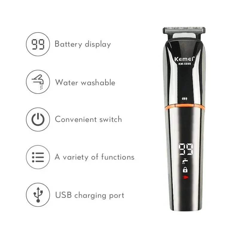 KEMEI cross-border KM-5898 electric hairdresser Multi-functional LCD display USB charging electric clipper barber 6