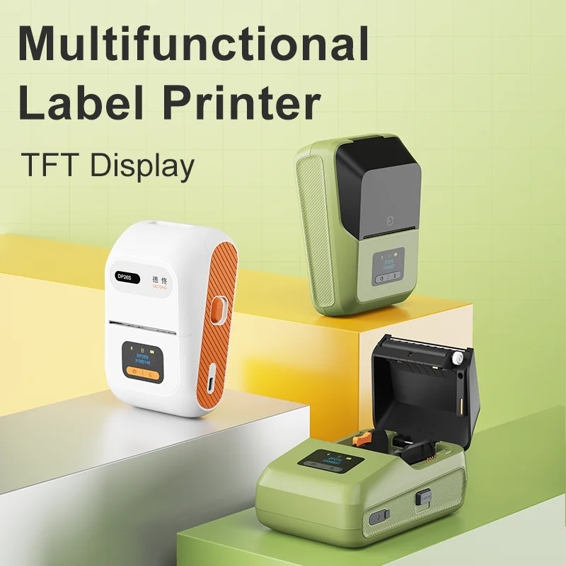 DETONGER 2inch TFT Display Mini Printer Wireless BT Connect Compatible / iOS Android for Home&Office Cable Sticker Printer,thermal label printer