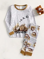 Boys Gray Fun Football Cloud Print Long Sleeve And Pants Home Wear Childlike Fun Can Be Used As Pajamas