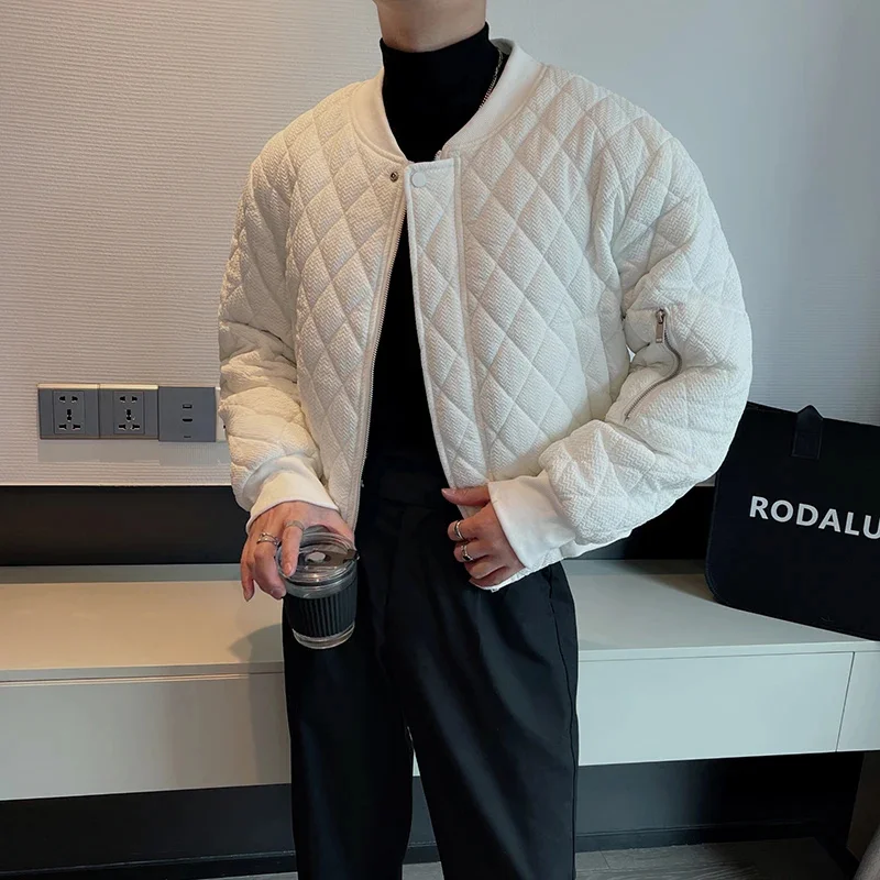 

2024 Winter Plaid Parkas Jacket Men Loose Hip Hop Oversize Coat Frivolity Casual Social Clothing Streetwear Chaquetas Hombre